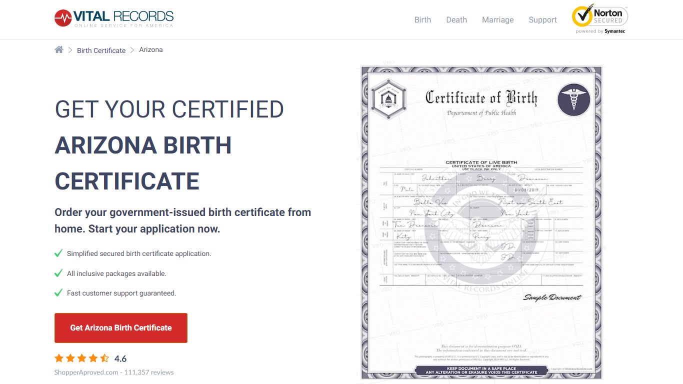 Official Arizona Birth Certificate | Birth Records Copy